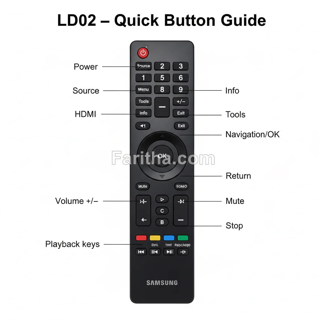Samsung LED/LCD TV Remote Control (Model LD02) – Compatible Replacement for Samsung Smart TVs# - Image 3