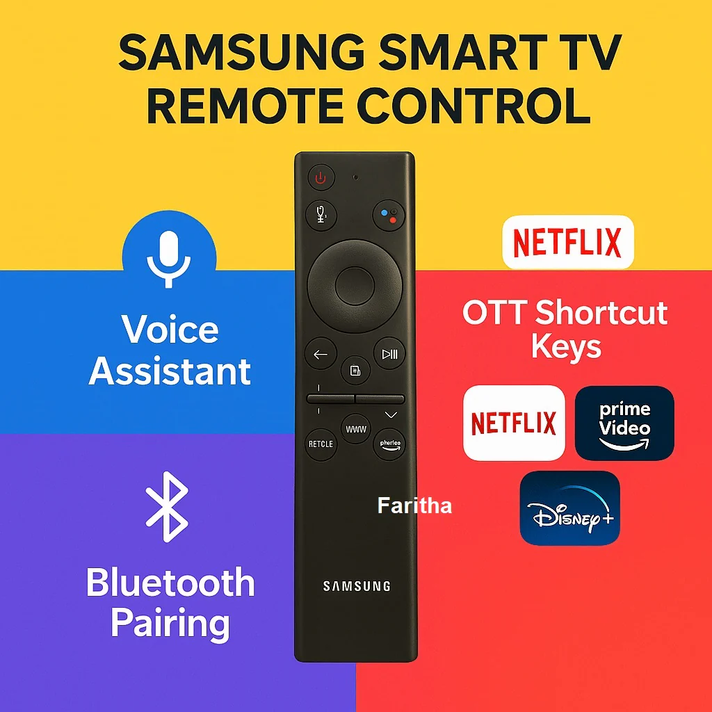 Original Samsung Smart TV Remote with Voice Control – Netflix, Prime, Hotstar# - Image 3