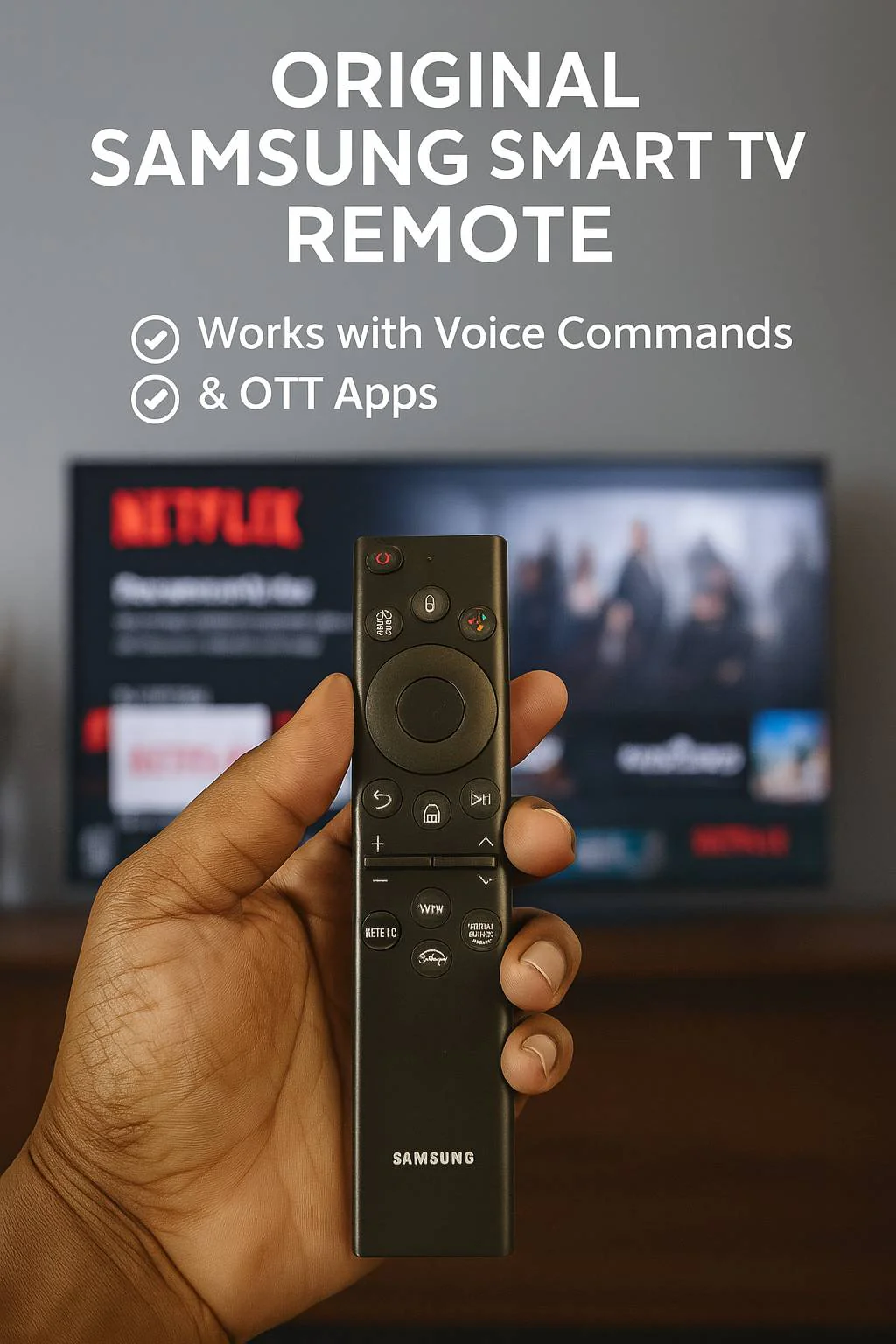 Original Samsung Smart TV Remote with Voice Control – Netflix, Prime, Hotstar# - Image 7