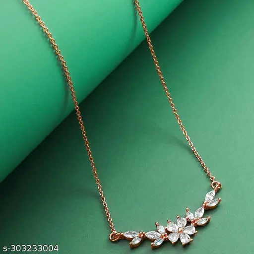 Shimmering Fancy Women Necklaces & Chains - 1 Gram Gold Plated with Cubic Zirconia - Image 2