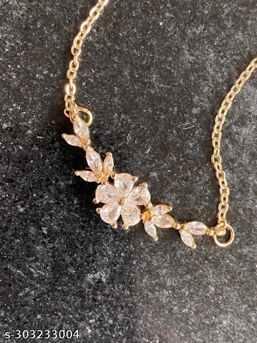 Shimmering Fancy Women Necklaces & Chains - 1 Gram Gold Plated with Cubic Zirconia - Image 3