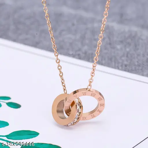 Shimmering Fancy Women’s Stainless Steel Necklace &Chain with Cubic Zirconia - Image 3