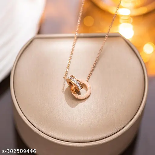 Shimmering Fancy Women’s Stainless Steel Necklace &Chain with Cubic Zirconia - Image 4