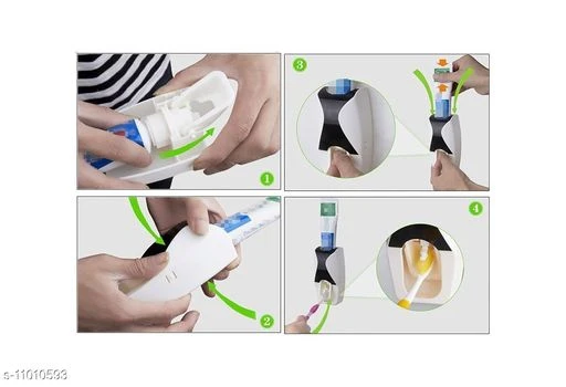 Shopper52 Automatic Toothpaste Dispenser Squeezer With Wall Mounted Toothbrush Holder* - Image 4