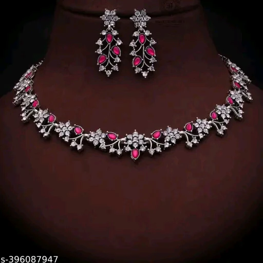 Shubh Jewels Trending Silver Plated Stylish Traditional Necklace Jewellery Set - Image 2