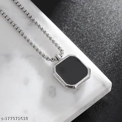 "Sizzling Silver-Plated Pendant with Chain – Sleek & Stylish Stainless Steel Design" - Image 2