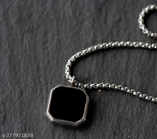 "Sizzling Silver-Plated Pendant with Chain – Sleek & Stylish Stainless Steel Design" - Image 3
