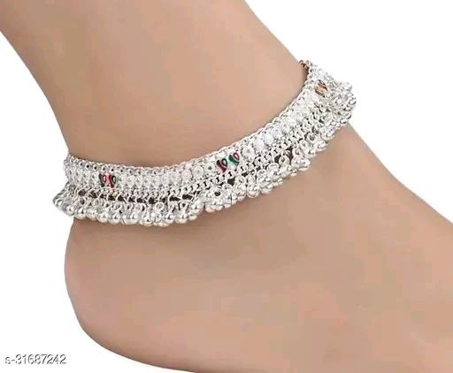 Sizzling Glittering Women’s Anklets & Toe Rings - Silver Plated Brass & Copper