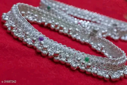 Sizzling Glittering Women’s Anklets & Toe Rings - Silver Plated Brass & Copper - Image 2