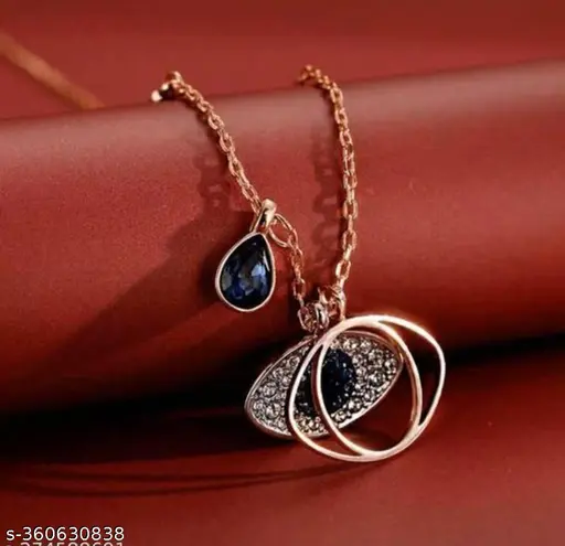 "Sizzling Graceful Women Necklaces &amp; Chains - Gold Plated with Cubic Zirconia" - Image 2