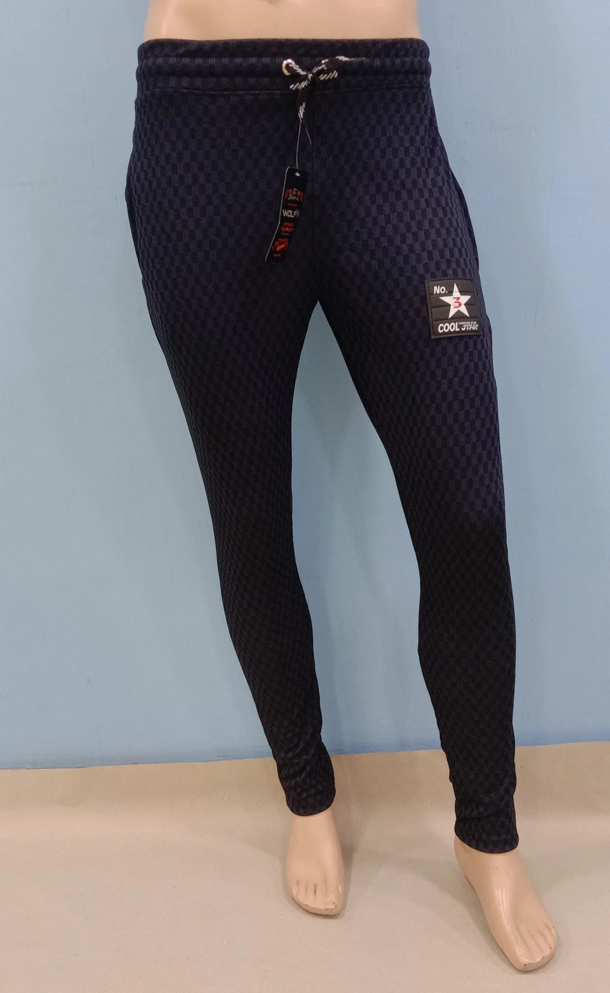 Branded Small Checked Super Night Pant/Track Suit Jogger Model for men XL to 2XL sizes 3 Designs DF13 f - Image 5