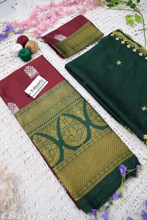 Trending South Indian Half Saree Set with Litchi Silk Lehenga & Rangoli Dupatta # - Image 3