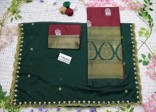 Trending South Indian Half Saree Set with Litchi Silk Lehenga & Rangoli Dupatta # - Image 4
