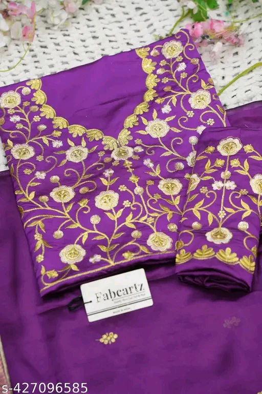 South Indian Style Litchi Silk Half Saree Lehenga with Embroidered Choli & Dupatta # - Image 4