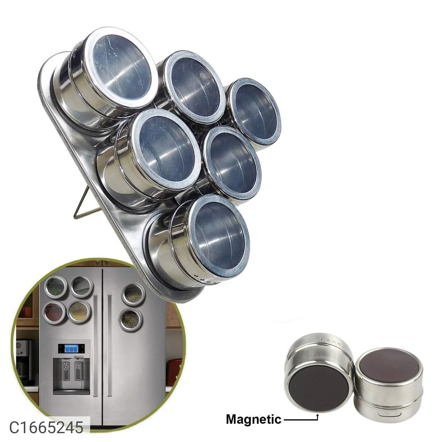 Spice Rack-Triangle Shape Magnetic Stainless Steel Spice Rack (Set of 6) - Image 9