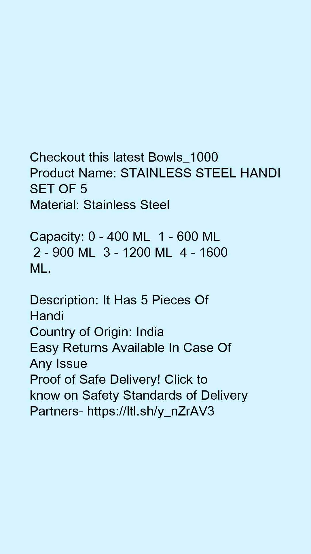STAINLESS STEEL HANDI SET OF 5 - Image 2