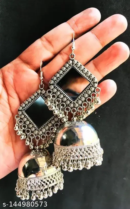 Oxidised Silver Earrings & Studs Collection (Set of 4) - Image 2