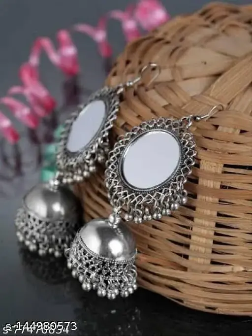 Oxidised Silver Earrings & Studs Collection (Set of 4) - Image 3