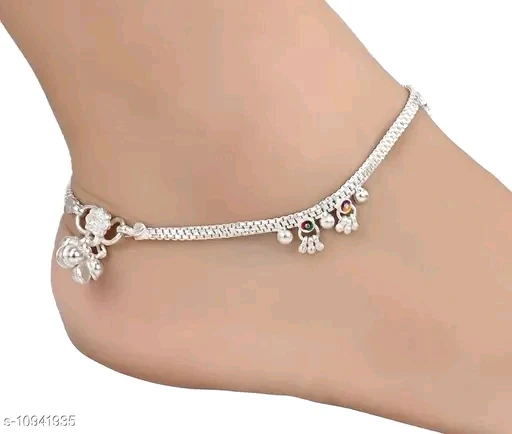 Stylish Silver-Plated Alloy Metal Anklet for Women with Artificial Stones - Image 2