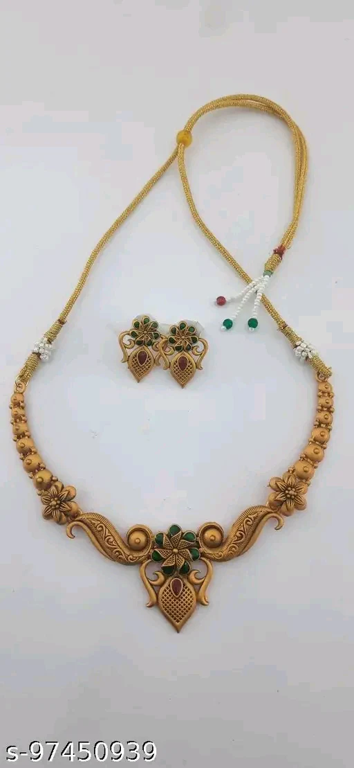 ✨ Elegant Brass-Plated Necklace & Earrings Set for Women & Girls - Image 2