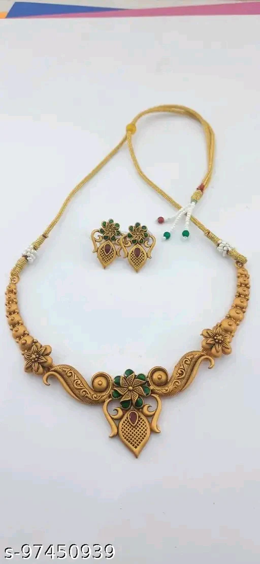 ✨ Elegant Brass-Plated Necklace & Earrings Set for Women & Girls - Image 3