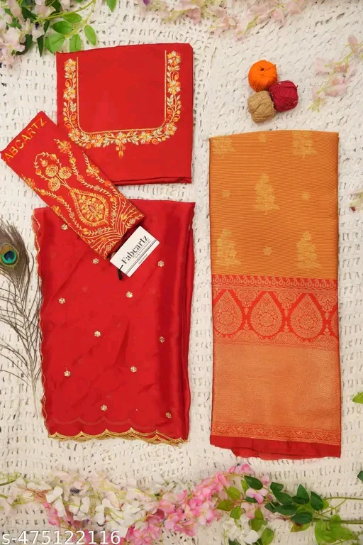 Trending South Indian Half Saree Set With Blouse & Rangoli Embroidery Dupatta# - Image 2