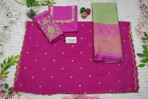Trending Beautiful South Indian Style Half Saree With  Blouse & Rangoli Embroidery Dupatta# - Image 4
