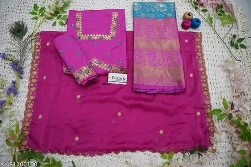 Trending South Indian Unstitched Half Saree Set with Blouse & Rangoli Embroidery Dupatta# - Image 3