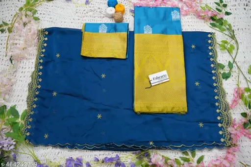 Trending Beautiful South Indian Style Half Saree With  Blouse & Rangoli Embroidery Dupatta - Image 4