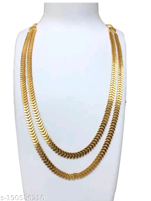 TVARA Brass Designer Gold Plated Necklace (30 Inch) for Women & Girls