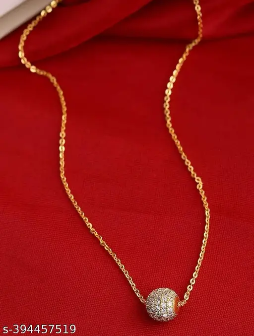 Twinkling Chunky Women’s Necklace & Chain - Gold Plated with Cubic Zirconia - Image 3