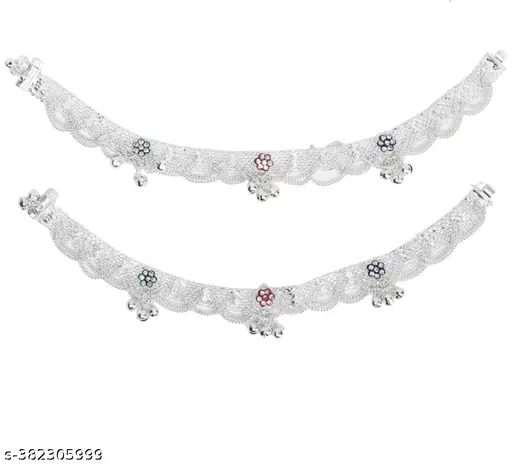 Twinkling Fancy Women Anklets &amp; Toe Rings - Silver Plated with Artificial Stones - Image 3