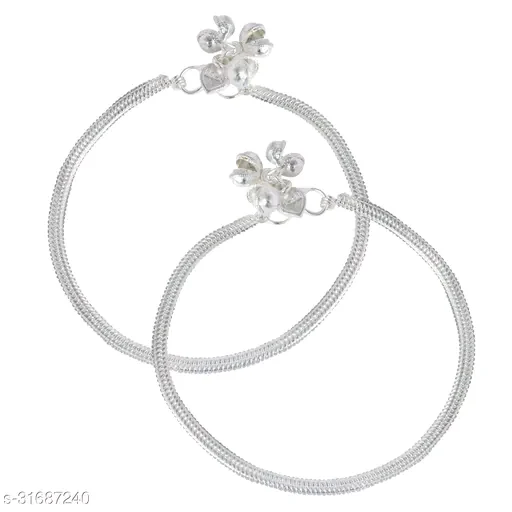 Twinkling Glittering Women’s Anklets & Toe Rings - Silver Plated Brass & copper Chain Anklet