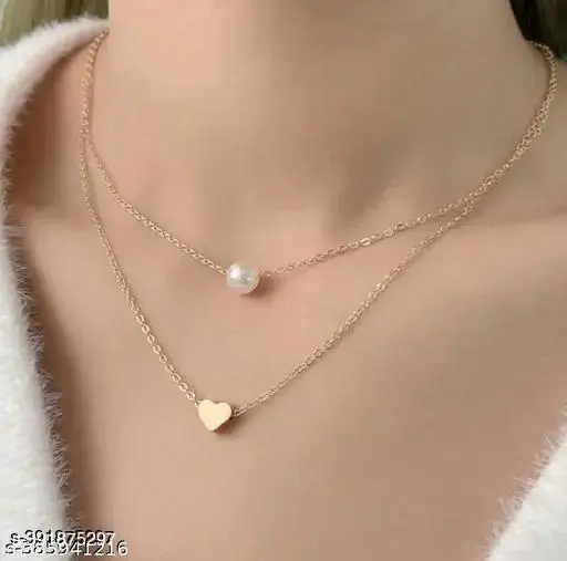 Twinkling Glittering Women Necklaces & Chains - Gold Plated, Adjustable, Set of 5 - Image 3