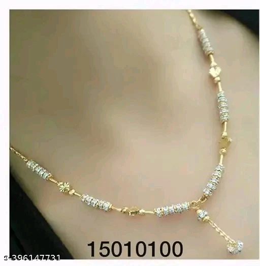 Elite Bejeweled Women’s Necklace & Chain Set – Gold Plated with Artificial Beads