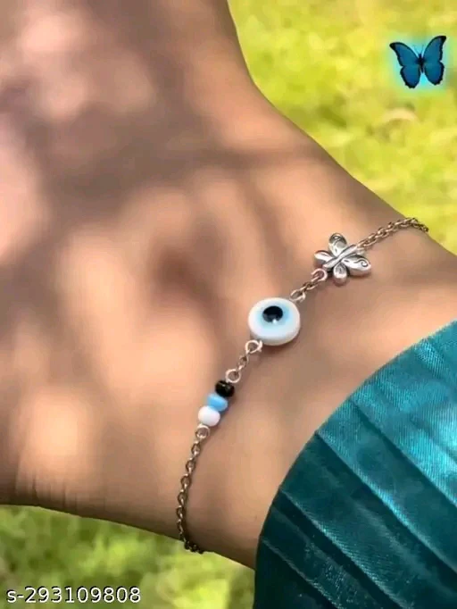 Twinkling Graceful Women Anklets & Toe Rings - Adjustable Alloy with Oxidised Silver and Cubic Zirconia