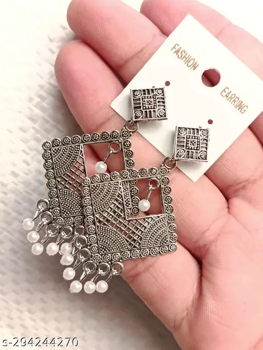 Unique Oxidised Silver Jhumkhas Earrings &amp; Studs (Pack of 4) - Image 4