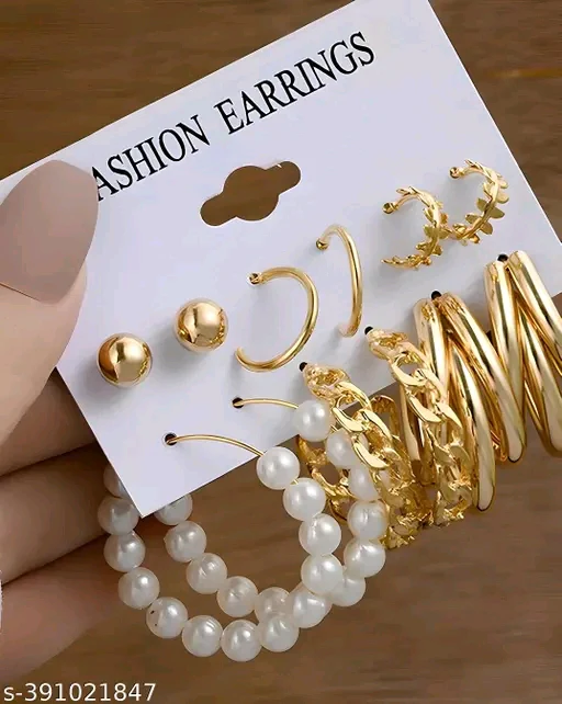 Vembley Stylish Gold-Plated Earring Combo for Women & Girls - Image 2