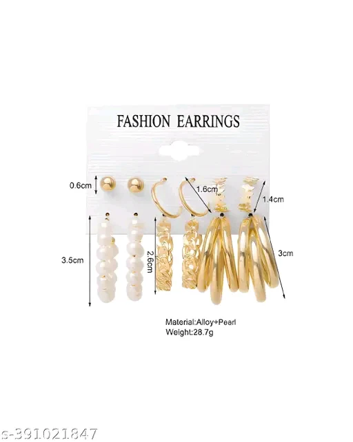 Vembley Stylish Gold-Plated Earring Combo for Women & Girls - Image 3