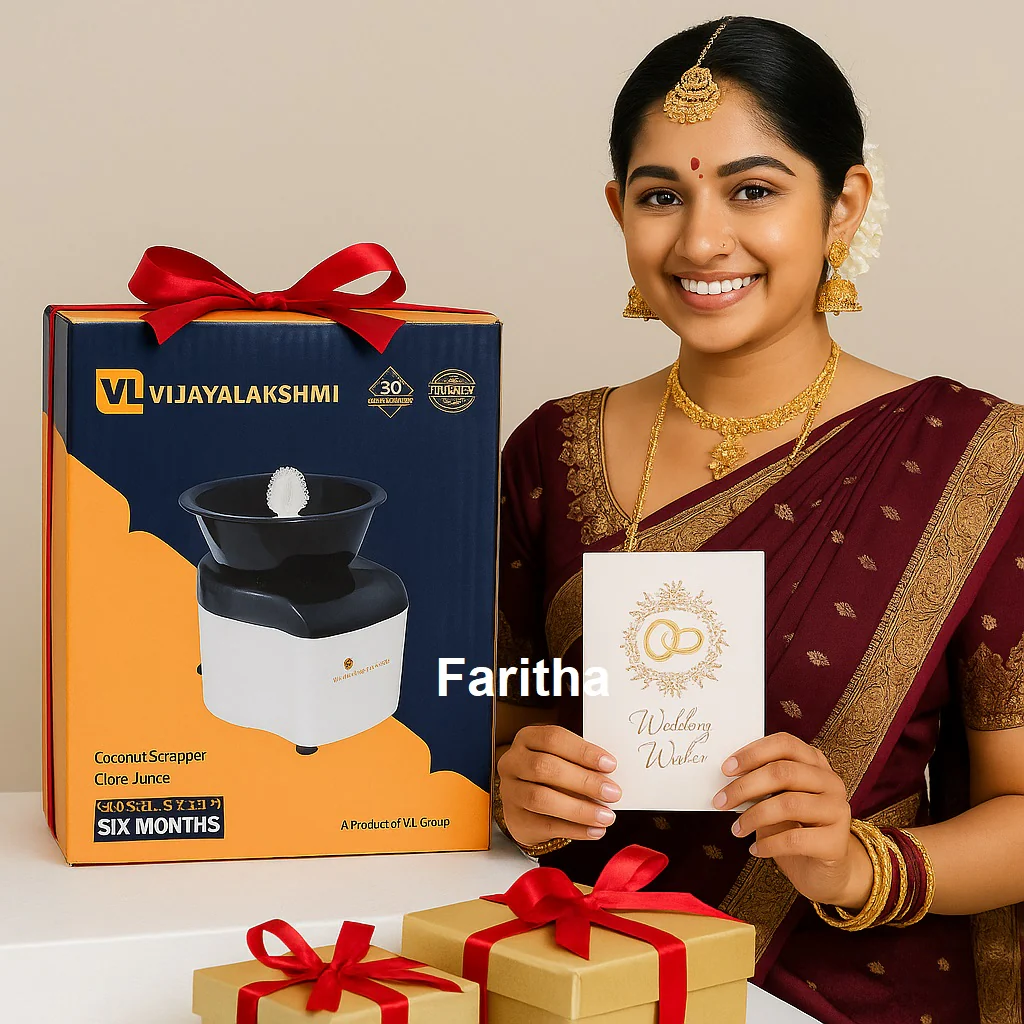 Elegant & Powerful Vijayalakshmi Electric Coconut Scraper & Citrus Juicer – Cute, Compact, Tabletop 2-in-1 Motorized Kitchen Appliance – Ideal for Bridal Trousseau or Wedding Gift# - Image 2