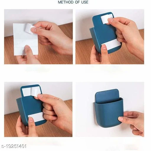 VNS Wall Mounted Storage Case for Mobile Holder/ Remote Holder /Multi-Purpose Stand/Charging Plug Stand/Drilling Free Stand/ Statinory Rack/ Toothbrush Stand /Remote&Pen Holder for Home & Office(4PCS) - Image 3
