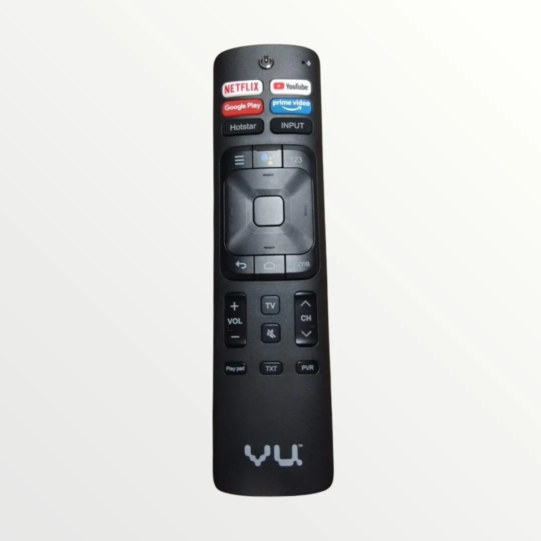VU Smart TV Remote Control with Voice Sensor – Compatible with YouTube, Google Play, Hotstar & Prime Video#