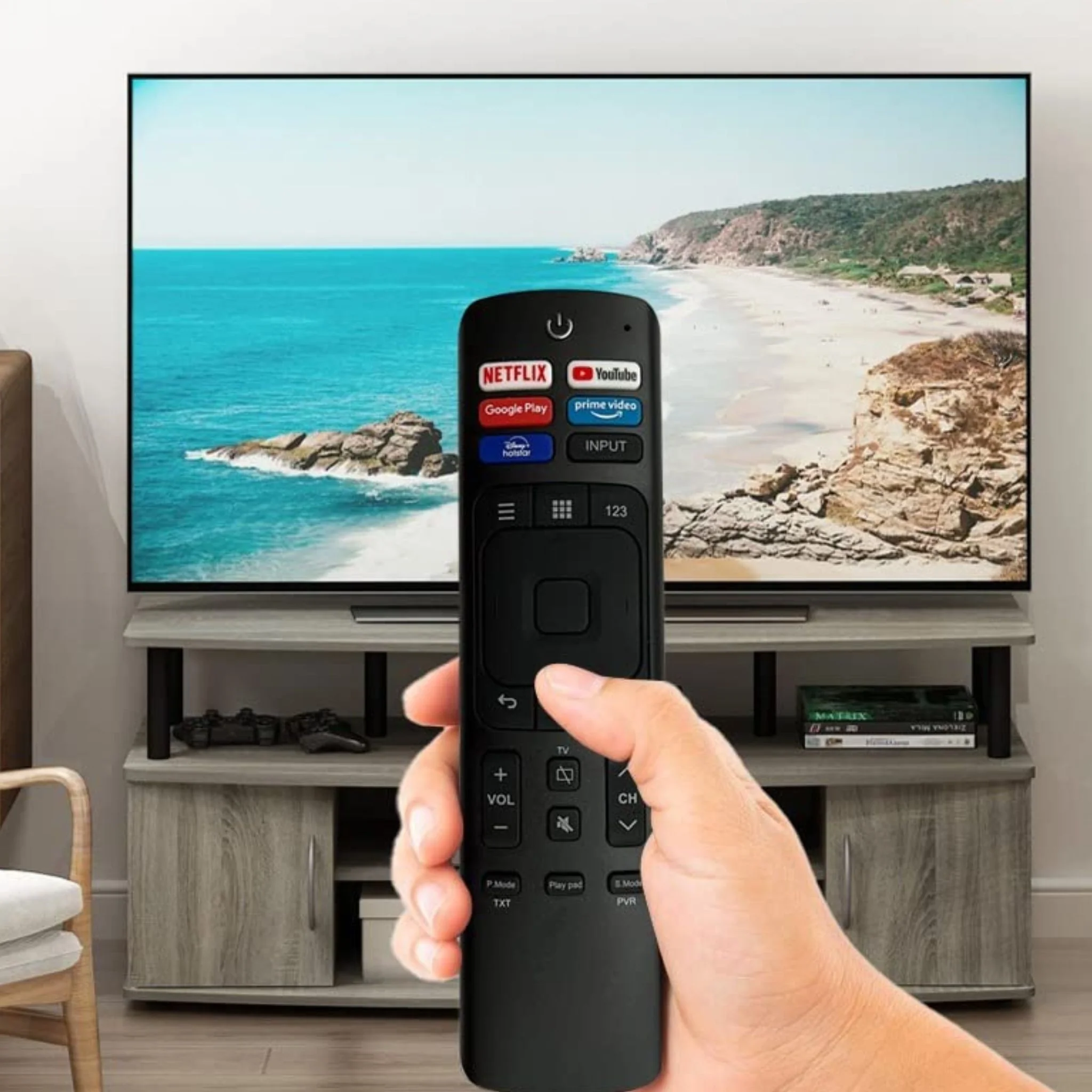 VU Smart TV Remote Control with Voice Sensor – Compatible with YouTube, Google Play, Hotstar & Prime Video# - Image 5