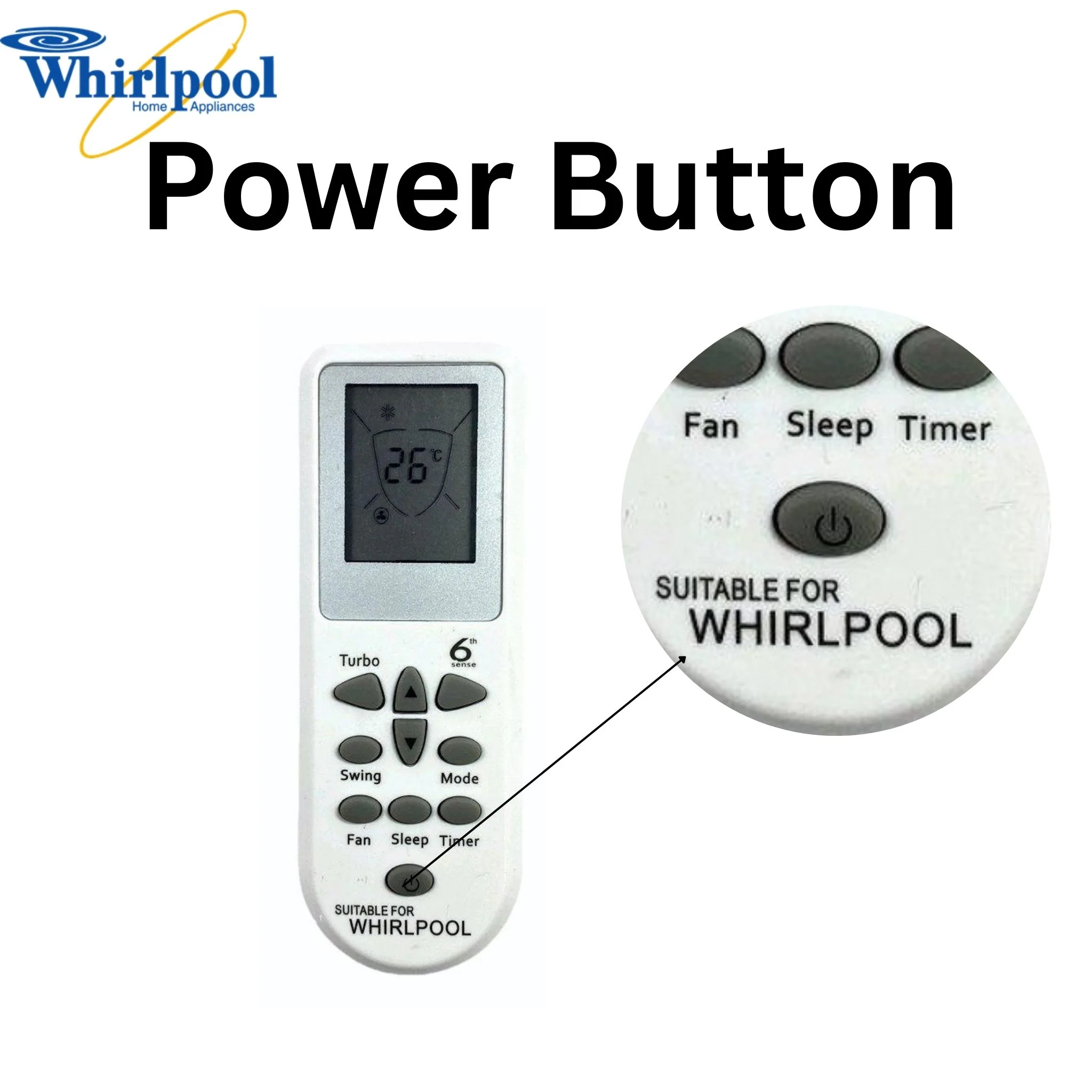 Whirlpool 6th Sense AC Remote Control (Model AC13) - Compatible with Multiple Whirlpool Air Conditioners# - Image 3