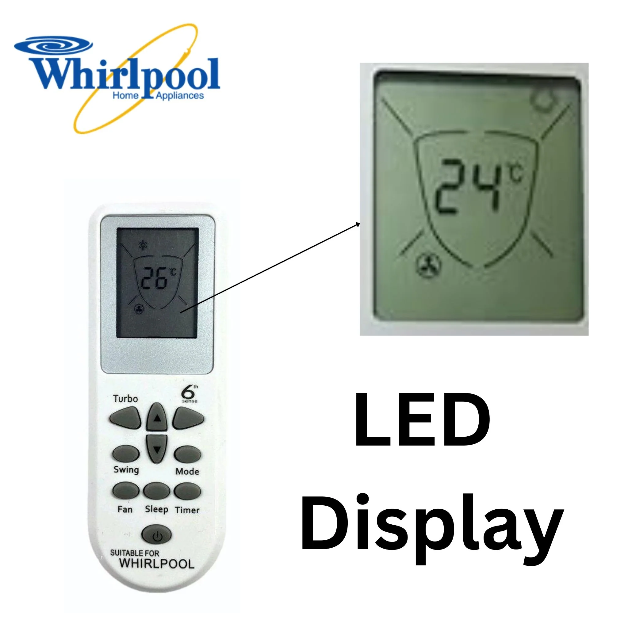 Whirlpool 6th Sense AC Remote Control (Model AC13) - Compatible with Multiple Whirlpool Air Conditioners# - Image 5