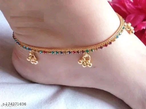 Elegant American Diamond Gold-Plated Anklets for Daily Wear - Image 3