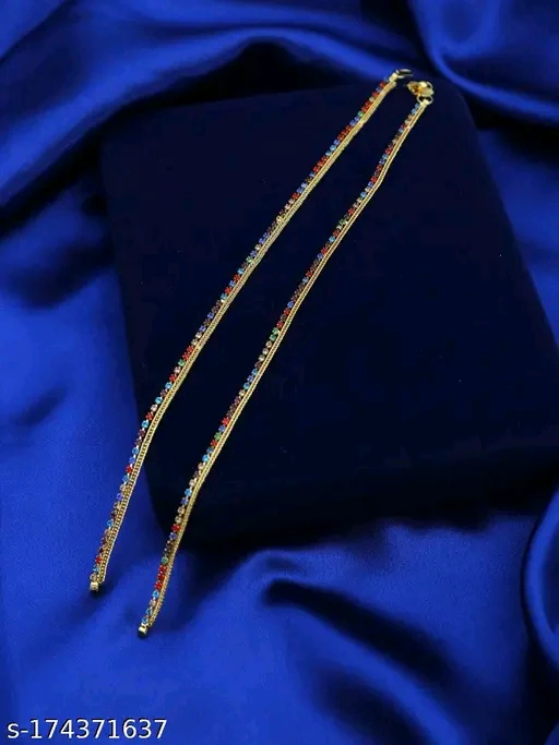WOMEN DAILY WEAR FANCY ANKLET WITH AMERICAN DIAMOND - Image 2