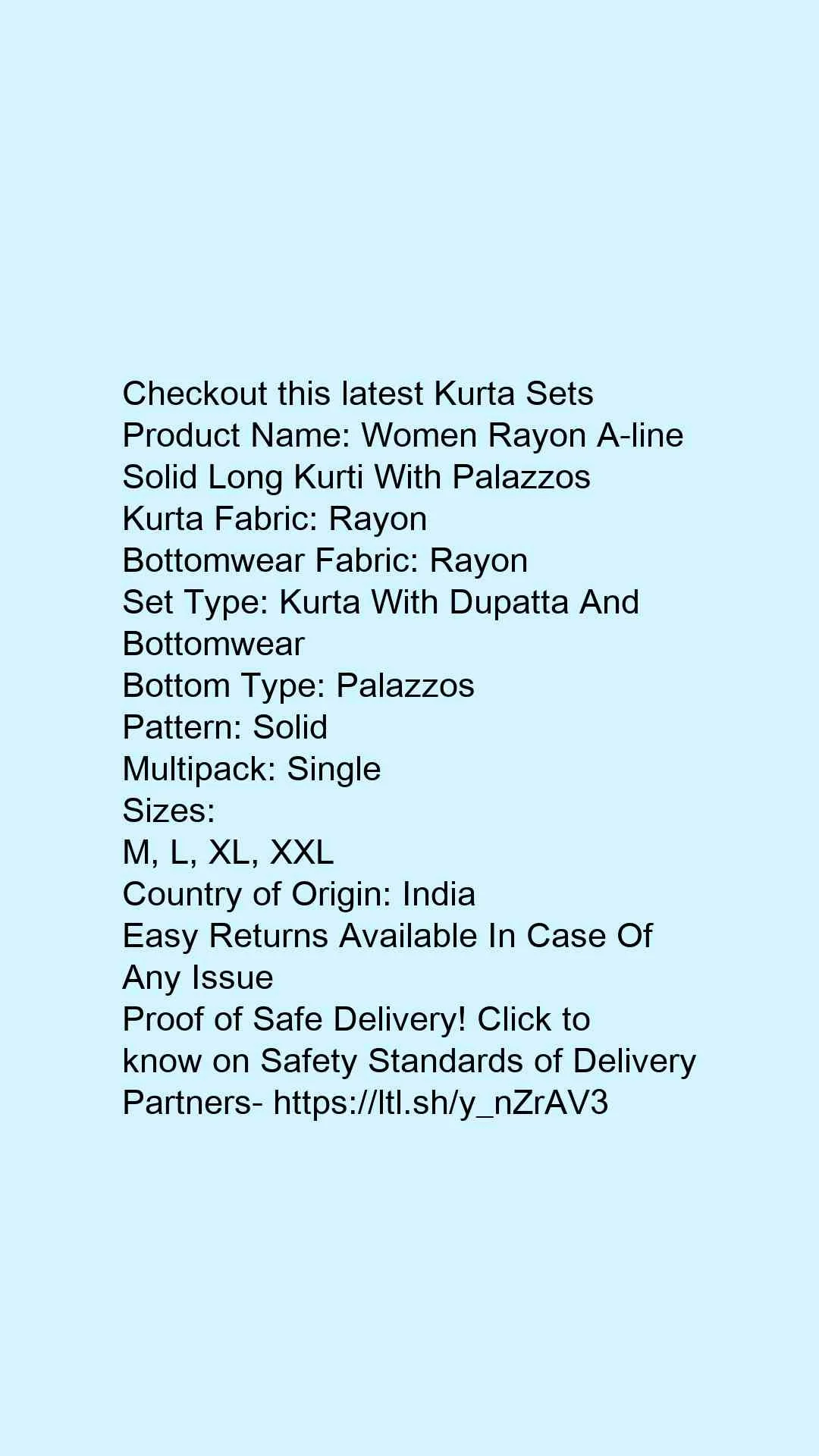 Women Rayon A-line Solid Long Kurti With Palazzos - Image 2