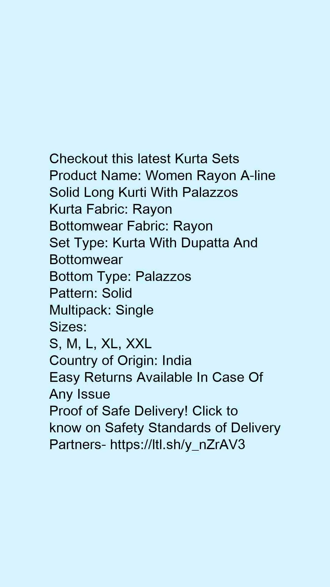 Women Rayon A-line Solid Long Kurti With Palazzos - Image 2