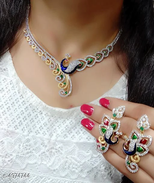 Women's Alloy Gold Plated Jewellery Set - Image 4